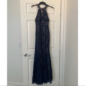 Full Length Navy Blue Lace Gown